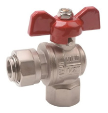 Кран шаровой ViEiR угловой с накидной гайкой 1/2 дюйма никелированный VERS52