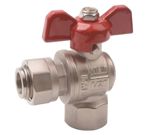 Кран шаровой ViEiR угловой с накидной гайкой 1/2 дюйма никелированный VERS52