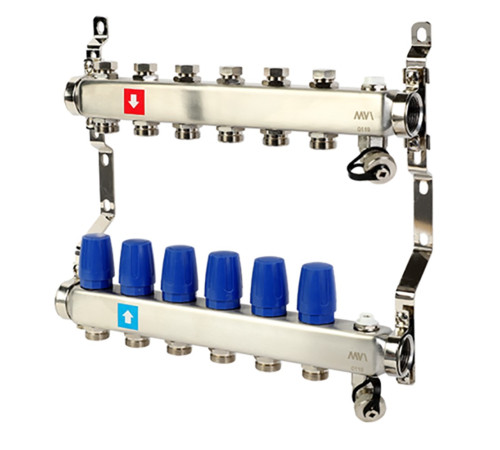 Коллекторная группа MVI 1x3/4 EK 6 выходов с дренажным краном и воздухоотводчиком BL.511.06