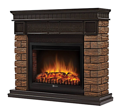 Портал для электрокамина Firelight Bricks Wood 25 камень коричневый шпон темный дуб НС-1525998