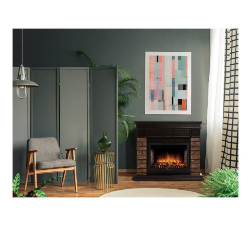 Портал для электрокамина Firelight Bricks Wood 25 камень коричневый шпон темный дуб НС-1525998