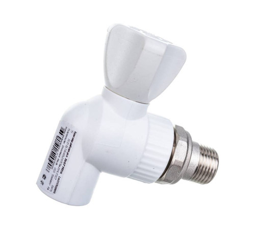 Кран шаровой радиаторный угловой PPR Lammin PREMIUM 20x1/2 белый НС-1641561