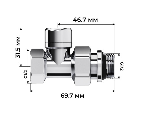 Набор термостатический прямой Royal Thermo Design 1/2 M30x1,5 Хром НС-1640377