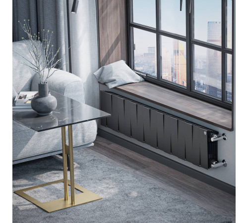 Радиатор биметаллический Royal Thermo PianoForte 200 16 секций боковое подключение черный 1682321