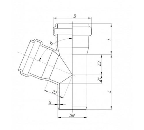 Тройник внутренней канализации Ostendorf HT HTEA 40/40 мм 67° 111300