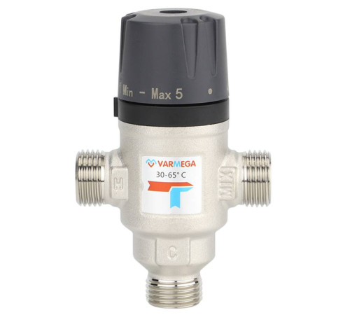 Клапан термосмесительный Varmega 3/4 НР 30-65 °C Kvs 1.6 боковое смешение VM17202