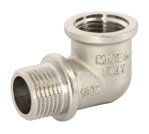 Угольник резьбовой Uni-Fitt 1 НР-ВР с упором никелированный 1513717