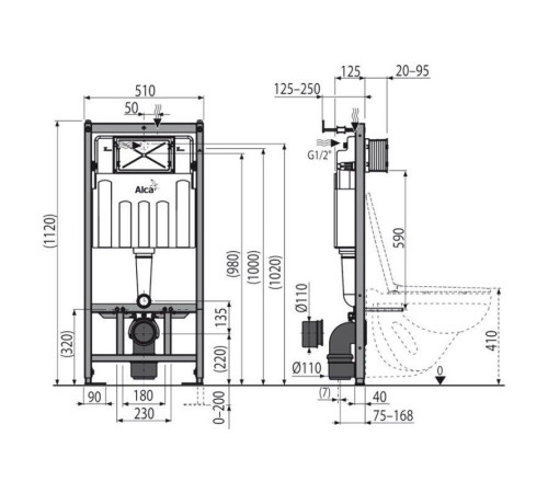 Инсталляция для унитаза Alcaplast AM101/1120 112 см AM101/1120-0001