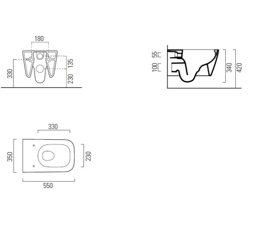 Унитаз подвесной безободковый GSI Nubes 550x350 мм белый матовый 9615FR509