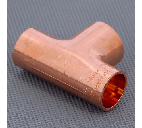 Тройник медный под пайку Viega 22х18х18 мм 104689