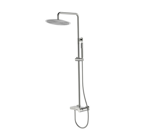 Душевая стойка Boheme Stick Spirale со смесителем и верхним душем 30 см шлифованный никель 128-NB.4