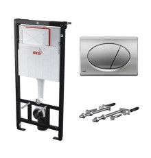 Инсталляция для унитаза Alcaplast AM101/1120 с кнопкой M71 хром и креплением AM101/1120-3:1 RU M71-0001