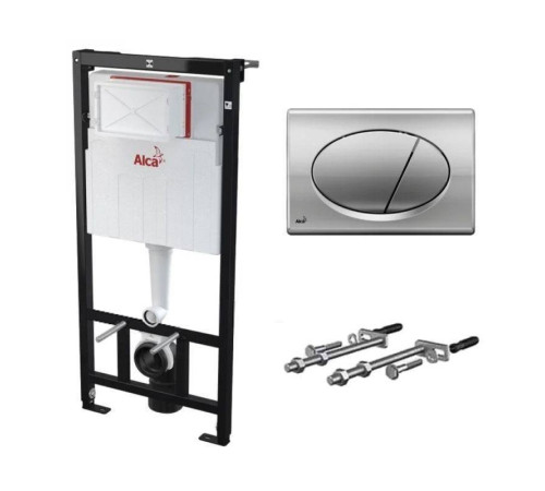 Инсталляция для унитаза Alcaplast AM101/1120 с кнопкой M71 хром и креплением AM101/1120-3:1 RU M71-0001