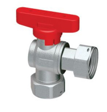 Кран шаровой угловой FAR 3/4 с накидными гайками бабочка красный 3099 34RC