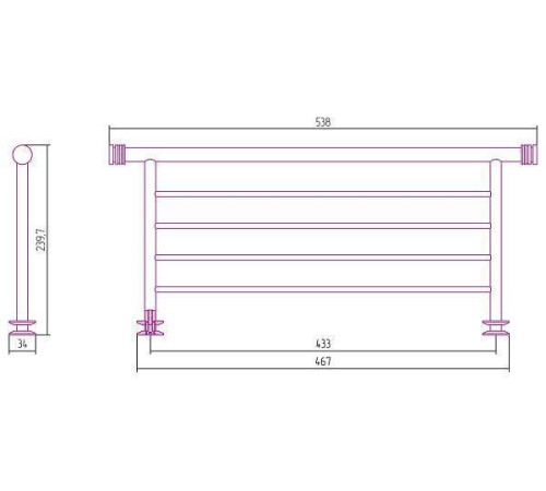 Полка для полотенцесушителя Сунержа прямая 4 перекладины 538x240 мм матовый белый 30-2012-4470