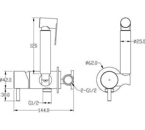 Смеситель гигиенический Boheme Uno белый матовый/хром матовый 467-WCR
