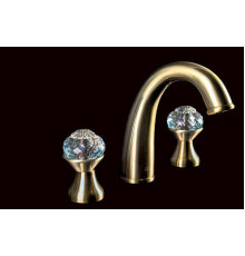 Смеситель для раковины на 3 отверстия Boheme Flora бронза матовая 317-FL