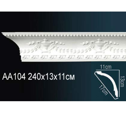 Карниз потолочный полиуретановый Perfect AA104 с рисунком 132x111x2400 мм AA104