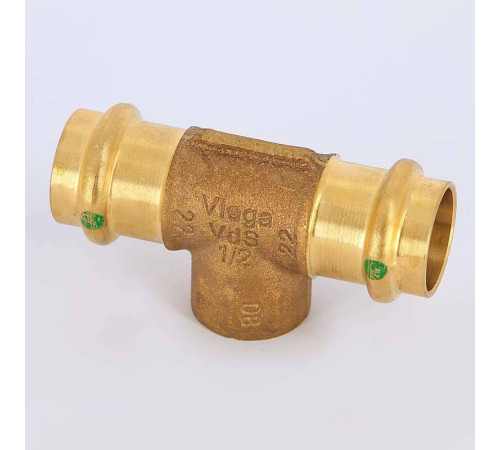 Тройник пресс-В Viega Sanpress 22х1/2х22 бронза 115944