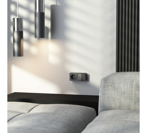 Выключатель двухклавишный Gallant черный с серебром W5020034 W5020034