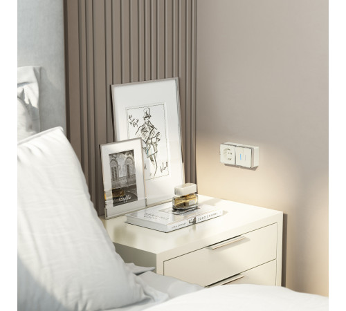 Выключатель двухклавишный с подсветкой Gallant слоновая кость W5020103