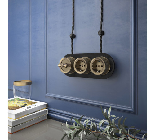 Выключатель на 4 положения двухклавишный бронзовый ретро W5720012