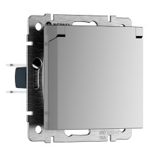 W1171206/ Розетка влагозащ. с зазем. с защит. крышкой и шторками (серебряный) W1171206