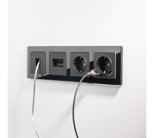 WL08-RJ-11/ Телефонная розеткаRJ-11(черный матовый) WL08-RJ-11