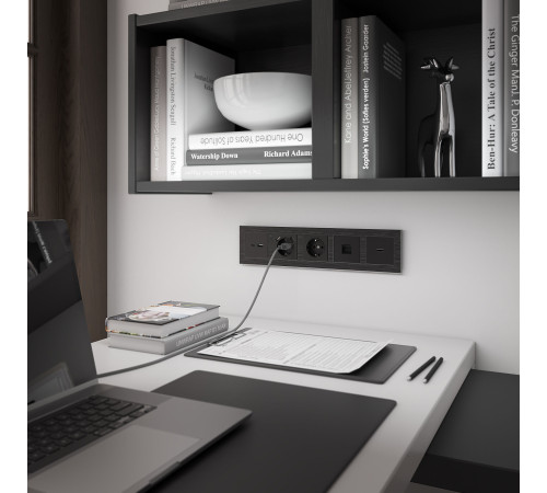 WL08-RJ-11/ Телефонная розеткаRJ-11(черный матовый) WL08-RJ-11