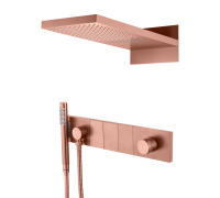 Душевой комплект встраиваемый Boheme Zodiac смеситель верхний и ручной душ матовая медь 132-CB