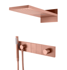 Душевой комплект встраиваемый Boheme Zodiac смеситель верхний и ручной душ матовая медь 132-CB