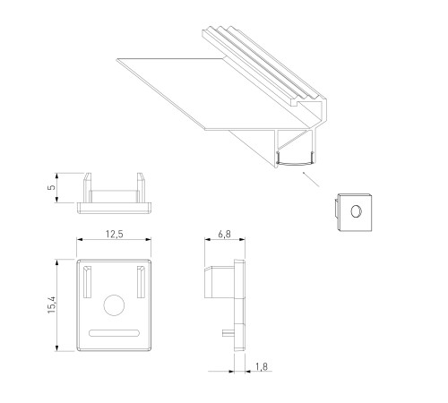 Заглушки для встраиваемого алюминиевого профиля для подсветки ступеней LL-2-ALP025 (2 шт.) ZLL-2-ALP025