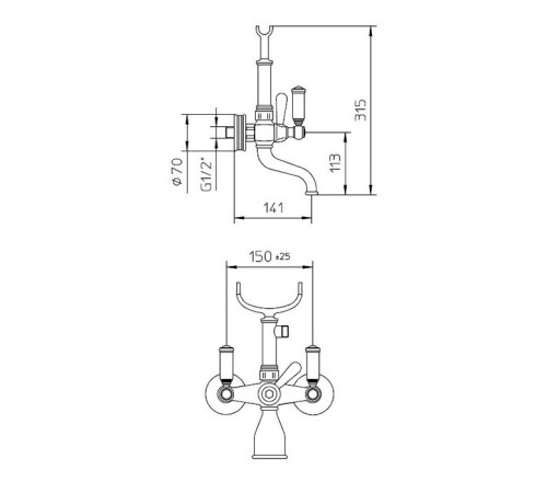 Уценка. Смеситель для ванны Bossini Liberty с душевым набором бронза матовая Z001103.022_УЦ