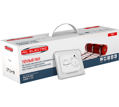 Нагревательный мат двужильный AC Electric ACMM 2-150-0.5 комплект с терморегулятором 1307388