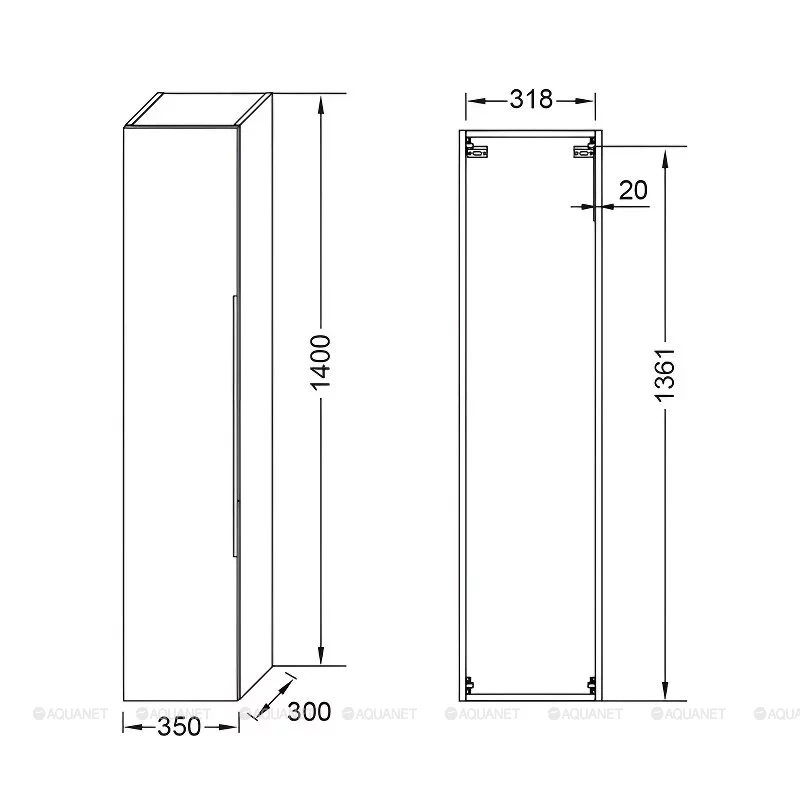 Шкаф-колонна Jacob Delafon Lucien 35 см реверсивная дверца белый лак EB2059-J5-J5