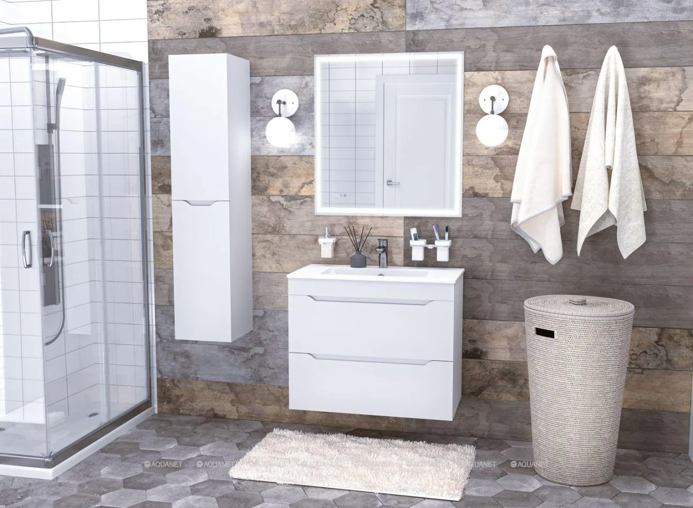 Тумба для ванной Aquanet Практика 80 2 ящика белый матовый 00330459