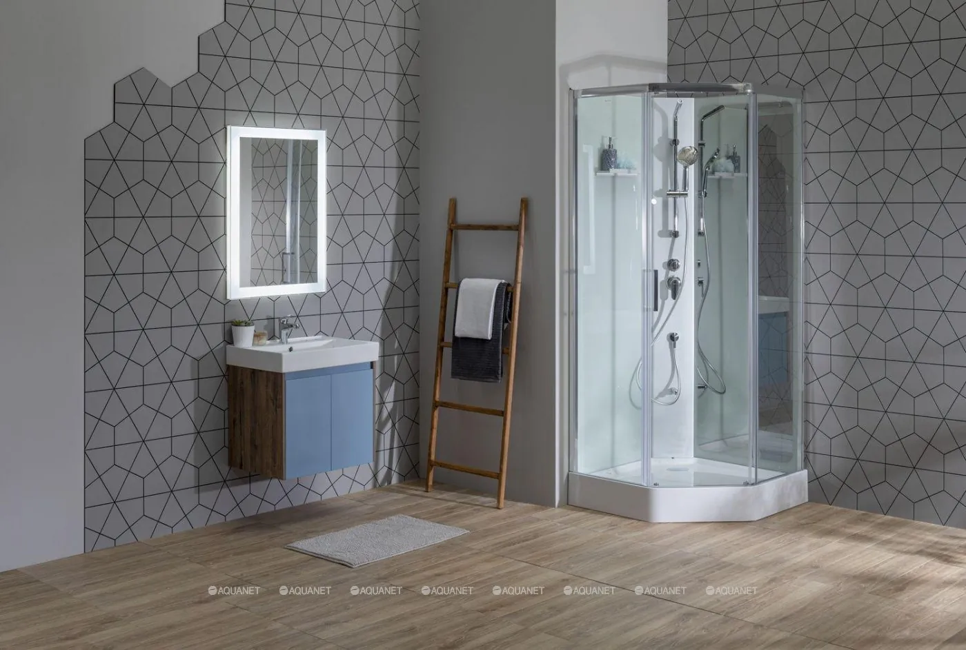 Душевая кабина Aquanet Passion P 2.0 900x900 мм пентагональная зеркало хром Набор 00263870