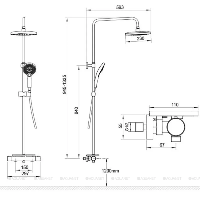 Душевая стойка с термостатом Jacob Delafon Elite хром E35335-CP