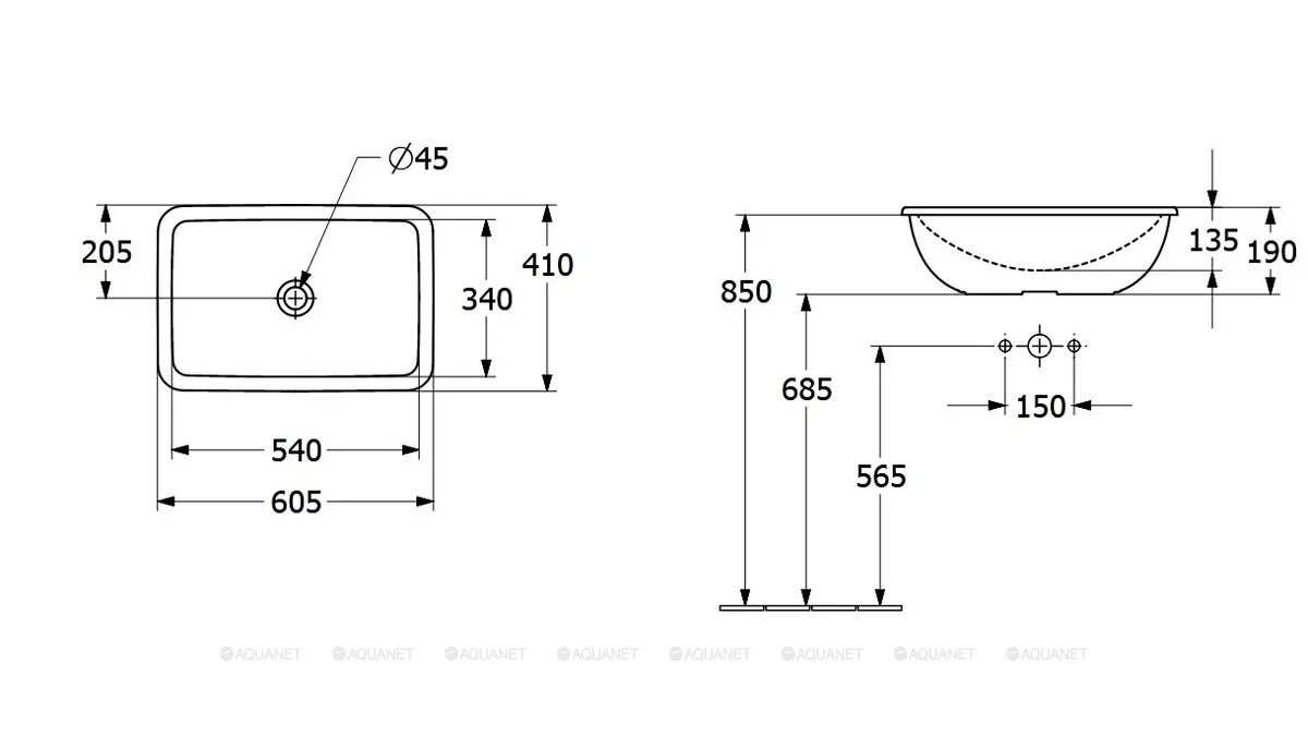 Раковина врезная Villeroy & Boch Loop & Friends 600x405x185 мм с переливом 4A650001