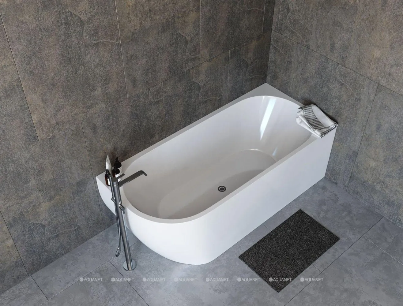 Ванна акриловая Aquanet Family Elegant B 1800x800 мм со сливом-переливом белый глянец 3806-N-GW
