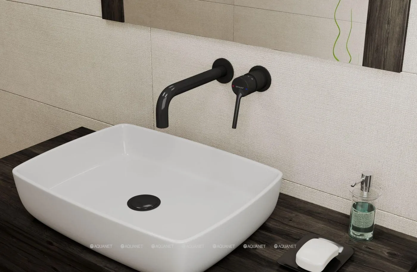 Смеситель для раковины встраиваемый Bravat черный P8461217BW-ENG