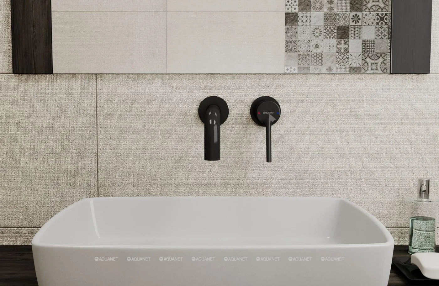 Смеситель для раковины встраиваемый Bravat черный P8461217BW-ENG