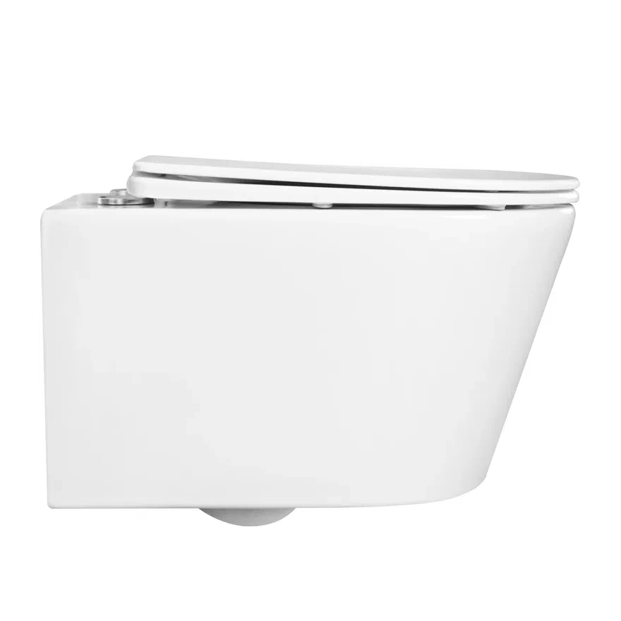 Унитаз подвесной безободковый Aquanet Оберон 531х360х344 мм сиденье микролифт AQ1363W-00