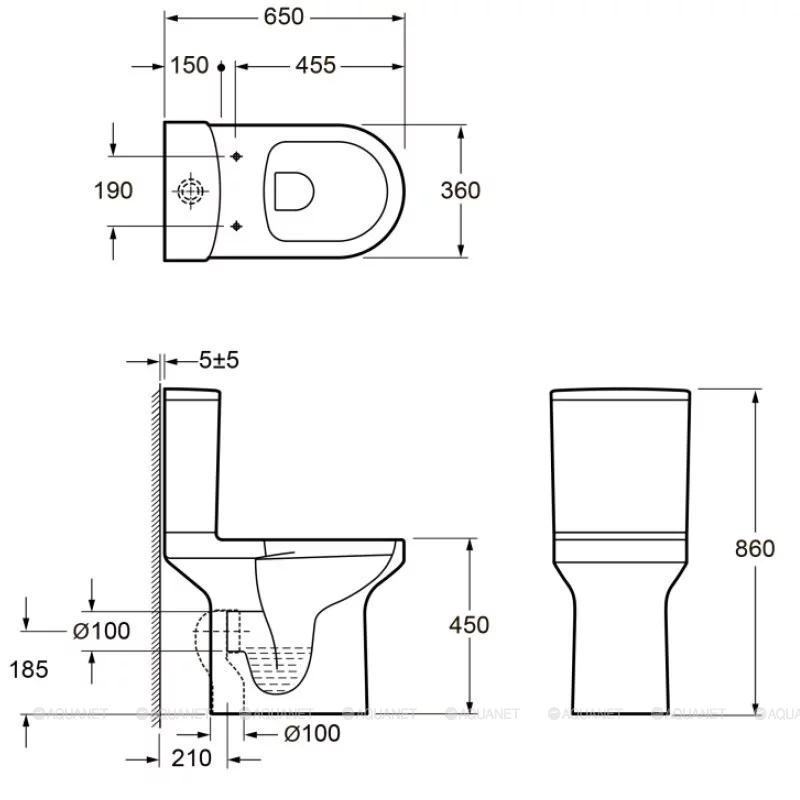 Унитаз напольный Jacob Delafon E38597 увеличенная высота без сиденья E38597-00