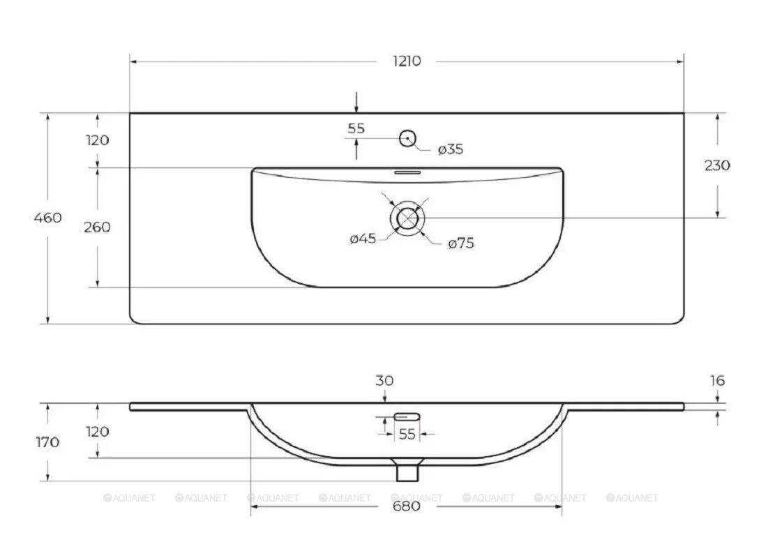 Раковина керамическая BelBagno 1210x460x170 мм белая BB-8099-120