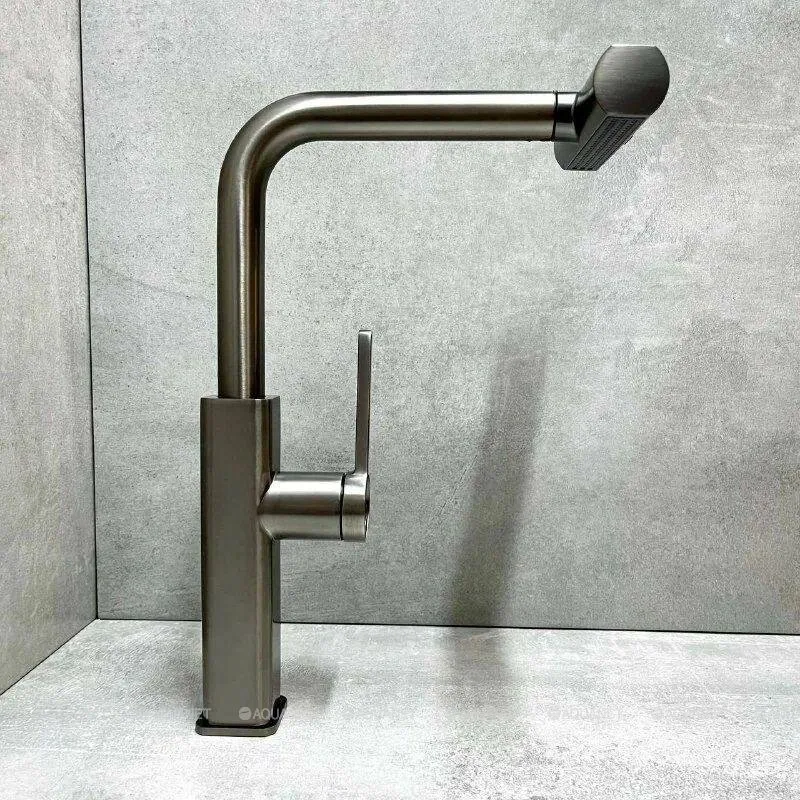 Смеситель для кухни Haiba HB73824-3 с выдвижным изливом нержавеющая сталь оружейная сталь HB73824-3